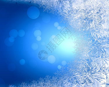 蓝色霜冻冬季背景白色雪花背景图片