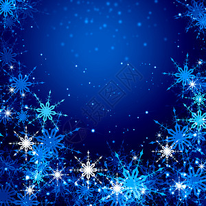 冬天的背景蓝色诞背景,雪花灯光背景图片