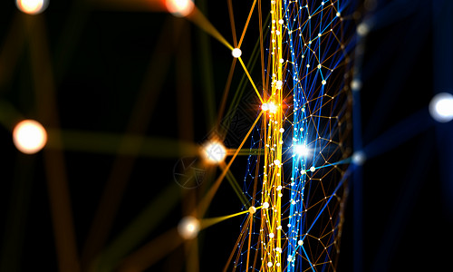 抽象技术背景带线条网格的黑暗虚拟技术背景背景图片