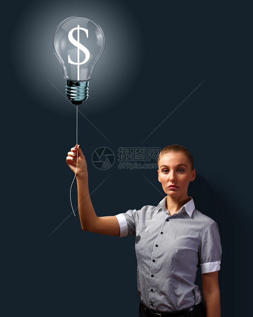 灯泡个商人商业中创造力的象征图片