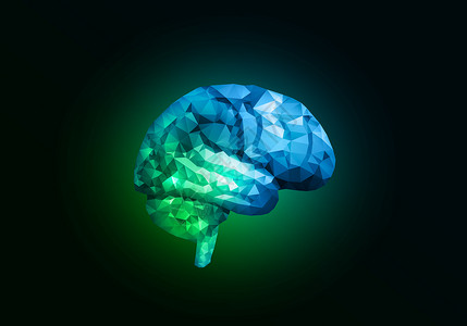 数字人脑暗背景下的数字蓝格大脑图片