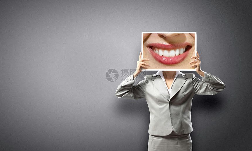 女人展示照片目全非的女商人着嘴唇的大照片图片