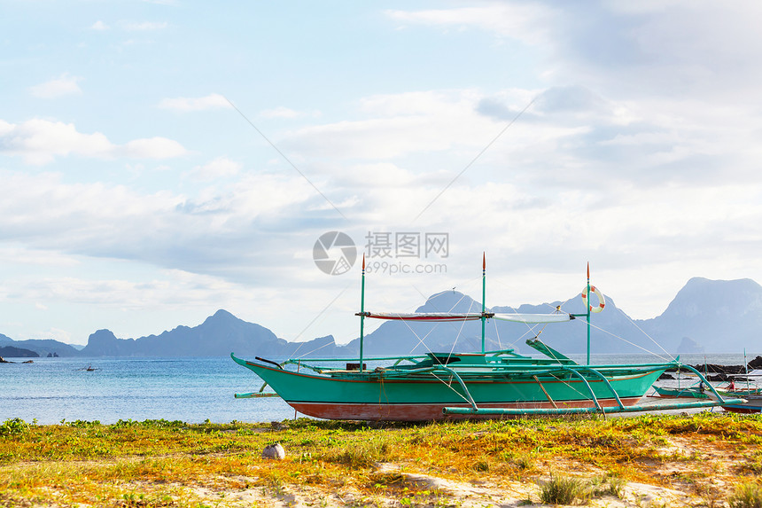 令人惊叹的海景海湾山区岛屿,巴拉望,菲律宾图片