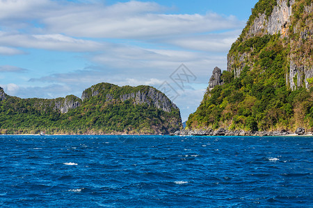 佟大为令人惊叹的海景海湾山区岛屿,巴拉望,菲律宾背景