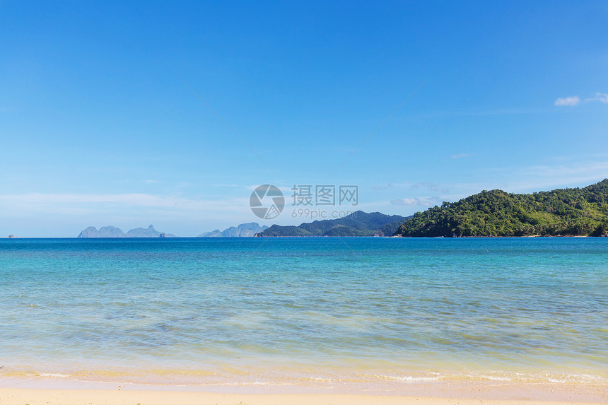 令人惊叹的海景海湾山区岛屿,巴拉望,菲律宾图片