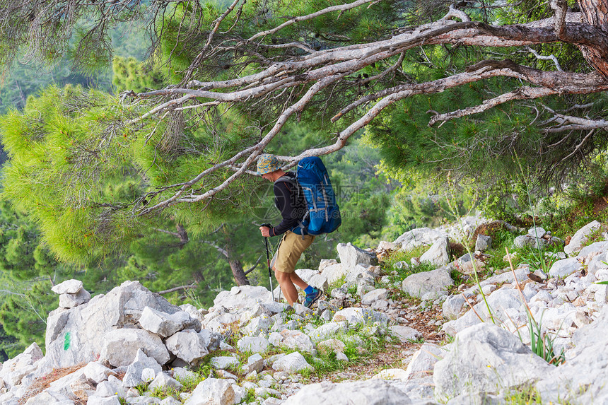 土耳其著名的荔枝徒步旅行背包客小径上图片