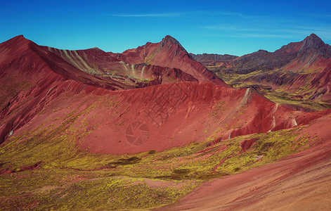 秘鲁库斯科地区维尼昆卡的徒步旅行场景蒙大纳德西特科洛雷斯,彩虹山背景图片