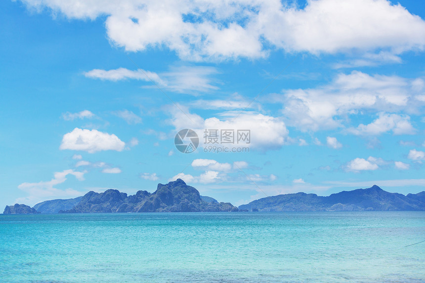 令人惊叹的海景海湾山区岛屿,巴拉望,菲律宾图片