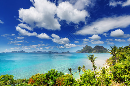 令人惊叹的海景海湾山区岛屿,巴拉望,菲律宾背景图片