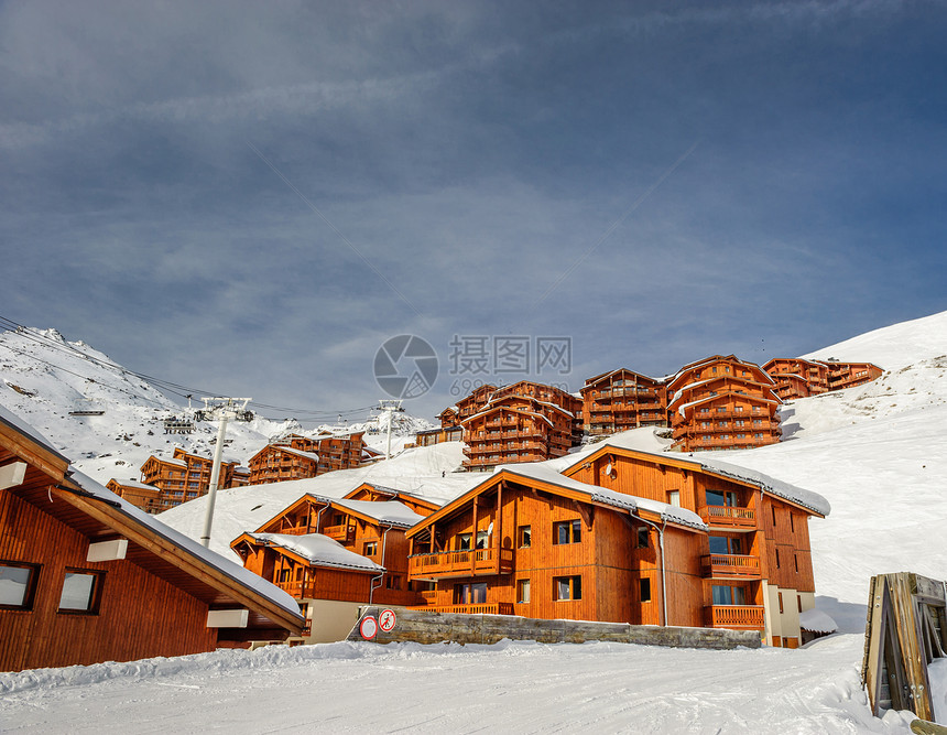 冬季下雪的山地滑雪胜地,Valthorens,阿尔卑斯山,法国图片