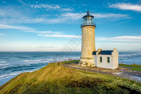 北首灯塔位于太平洋海岸,披风失望,建于18,美国华盛顿州背景图片