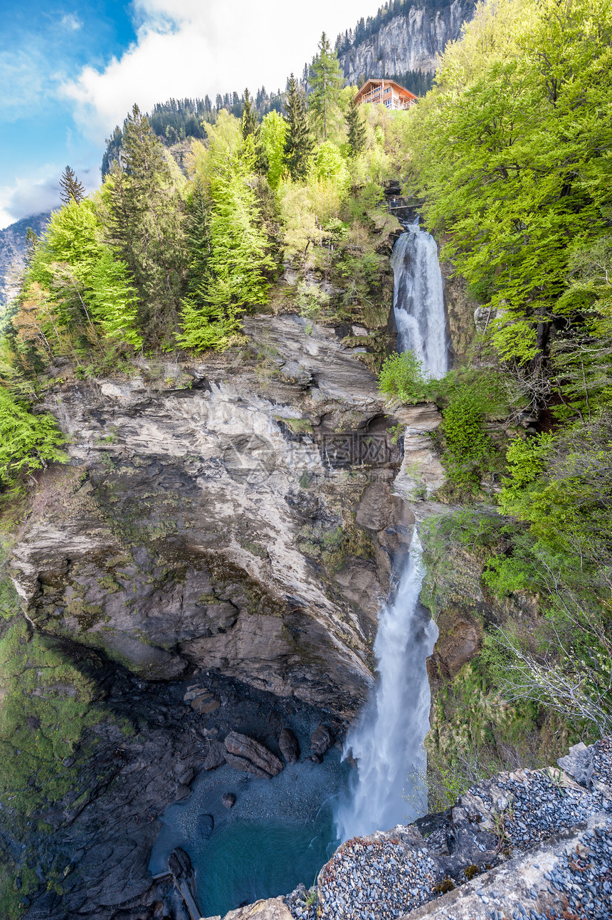 雷钦巴赫瀑布景观瑞士阿尔卑斯山,瑞士图片