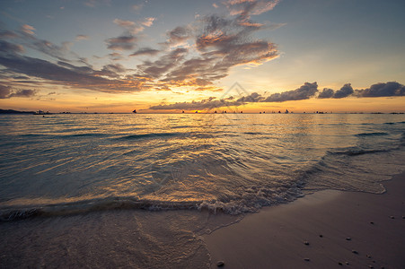 美丽的acay海滩美丽的日落图片