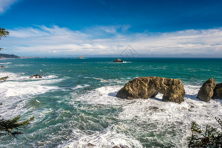 美国太平洋海岸景观,拱形岩石,俄勒冈州背景图片
