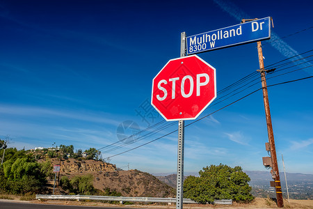 莫霍兰公路标志,洛杉矶,加利福尼亚,美国图片