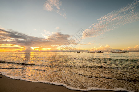 格拉霍尔菲律宾彭格拉的阿洛纳热带海滩日落背景