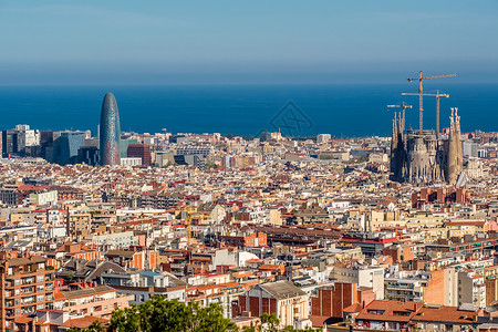 巴塞罗那城市景观俯瞰公园盖尔高清图片
