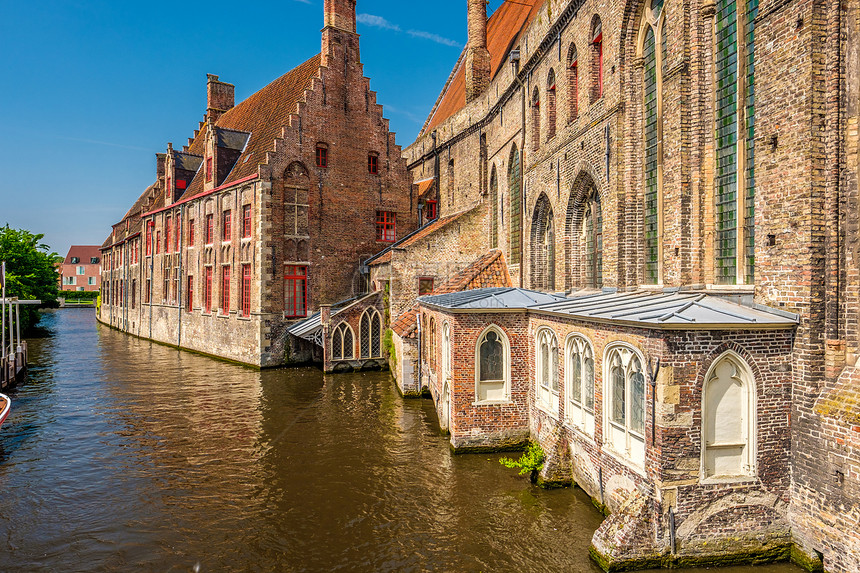 布鲁日布鲁日城市景观与水渠,法兰德斯,比利时图片