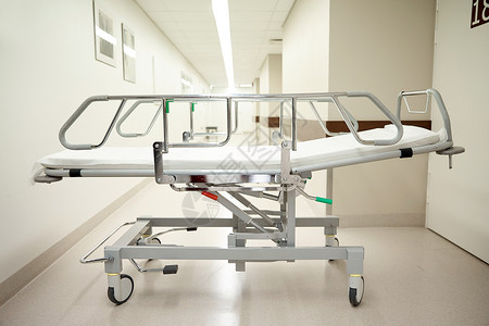 医疗保健,复活,急诊室医学担架轮式担架医院走廊背景图片