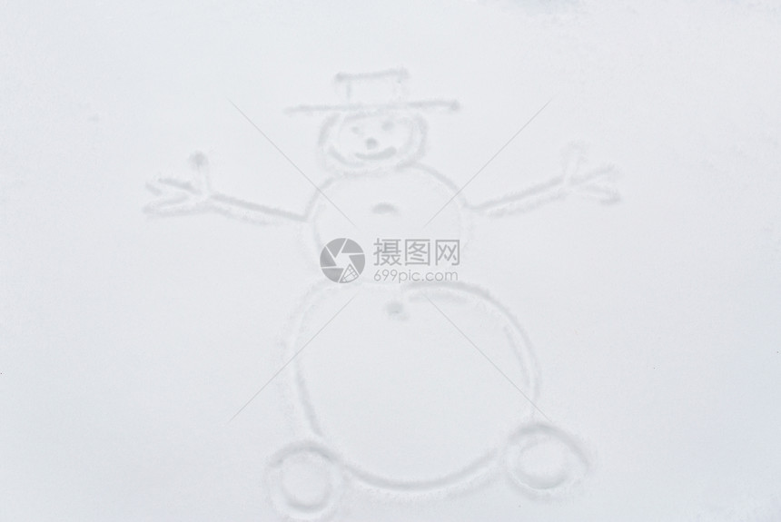 寒假诞节的雪人画雪地表雪人画雪上图片