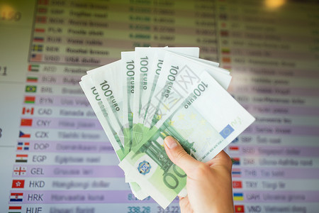 金融,货币换人的与欧元货币相比,汇率数字屏上图片