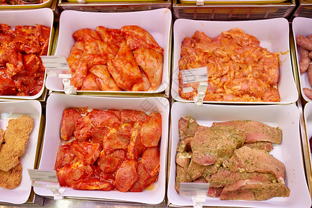 销售食品腌制肉类碗杂货店杂货店的碗里腌肉背景图片