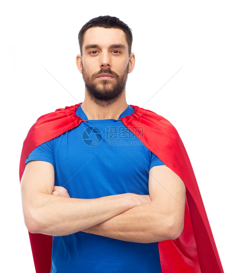 权力人的人红色超级英雄披风超过白色穿着红色超级英雄斗篷的男人图片