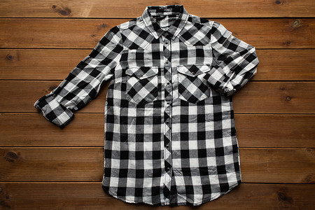 格子物品素材洗衣,衣服,时尚物品格子衬衫木制背景木制背景上的格子衬衫背景