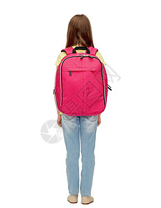 童,学校,教育人的小学生女孩背袋背着书包的小学生女孩图片