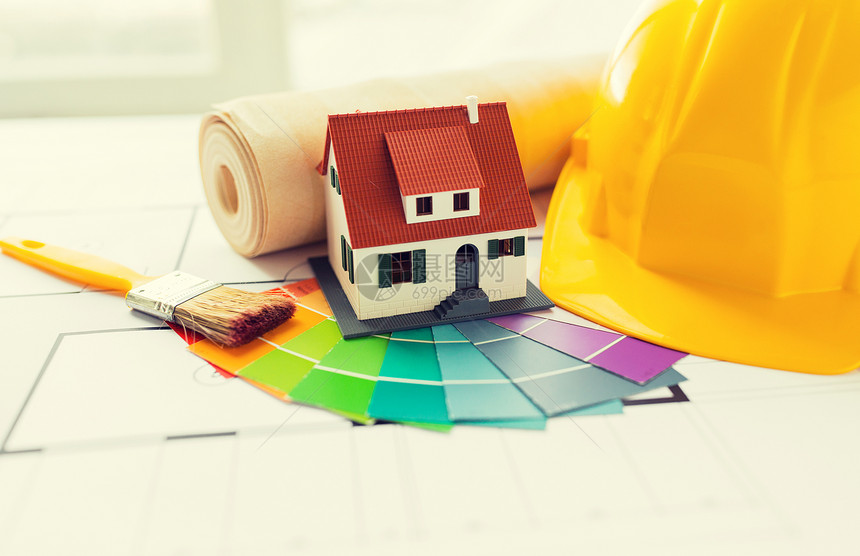 建筑建筑建筑房地产家居用维修工具蓝图上居住房屋模型用建筑工具房屋蓝图图片