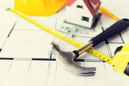 建筑建筑建筑房地产家居用维修工具蓝图上居住房屋模型用建筑工具房屋蓝图图片