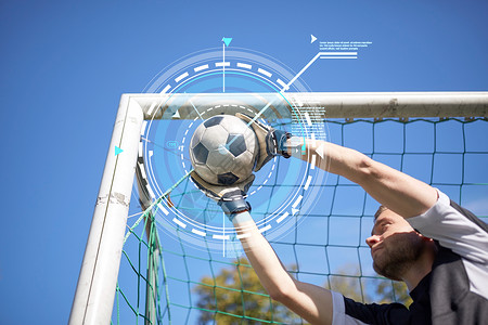 体育,技术人足球运动员守门员球场上的足球球门接球守门员球场上的足球进球图片