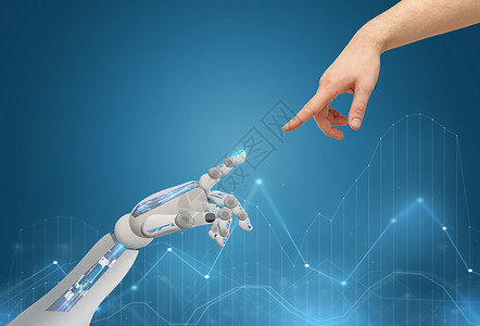 科学未来技术进步人类机器人的手互相接触人类机器人的手互相接触图片