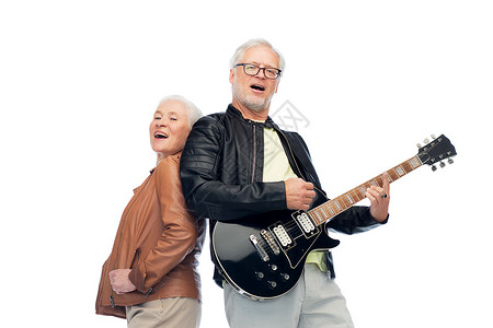 音乐,龄人的快乐的老夫妇与电吉他唱歌快乐的老夫妇用电吉他唱歌图片