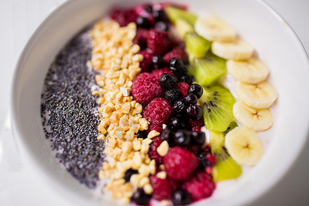 健康饮食,食物饮食碗带水果种子的酸奶碗带水果种子的酸奶图片