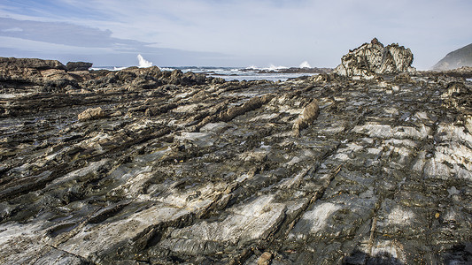 层岩石延伸海洋风暴河口西部开普敦,南非图片