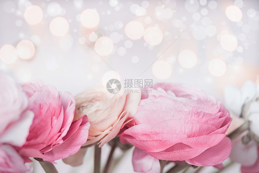 用波克光美丽的粉彩花节日贺卡花边图片