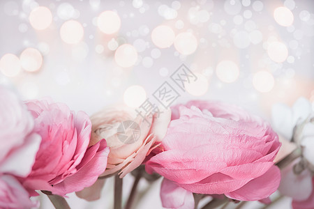 用波克光美丽的粉彩花节日贺卡花边背景图片