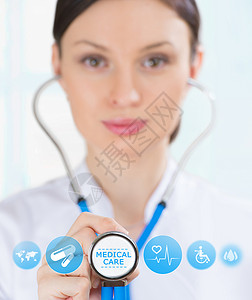 女医生与医疗图标工作现代医疗技术图片