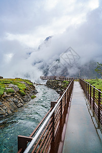 拖钓者巨魔路瞭望观察甲板观景点美丽的自然挪威背景