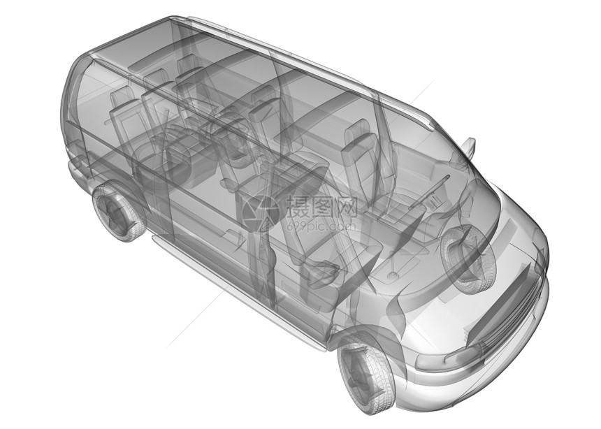 隔离透明迷你巴士图像图片