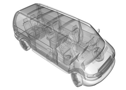 透明汽车素材隔离透明迷你巴士图像背景