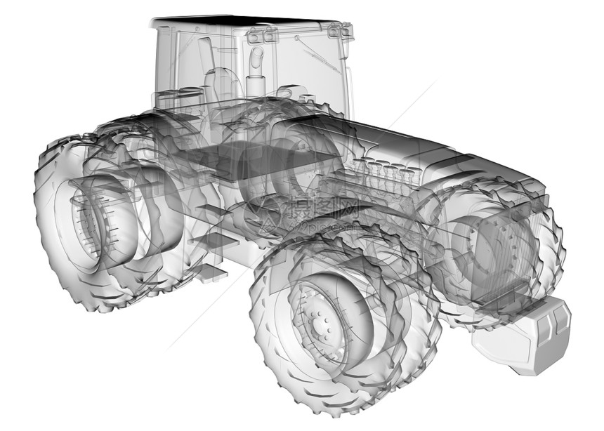 透明隔离拖拉机图像图片