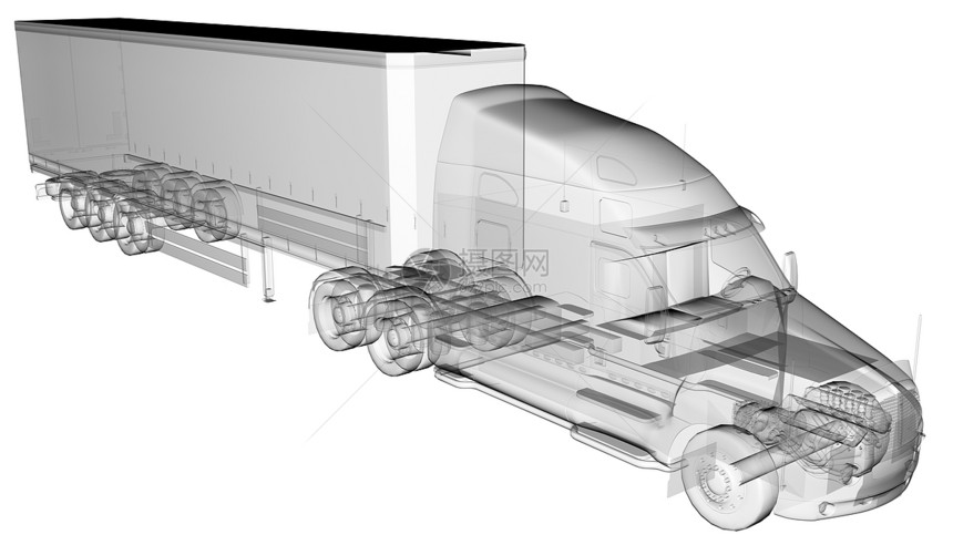 透明的美国卡车拖车图片