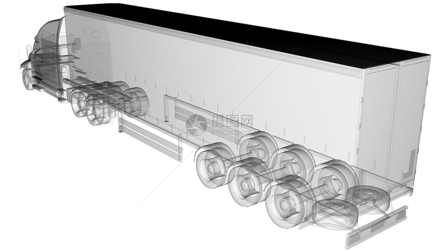 透明的美国卡车拖车图片
