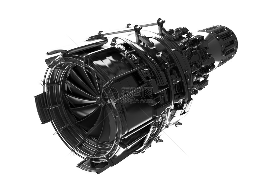 飞机喷气发动机涡轮叶片,飞机,航空航天工业,孤立图片