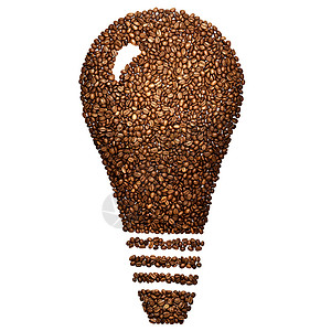创意静物的灯泡由烤咖啡豆制成,隔离白色上图片