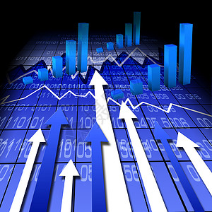 箭头蓝色财务商业图表图表增长的象征背景