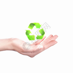 人类的手绿色生态循环符号图片