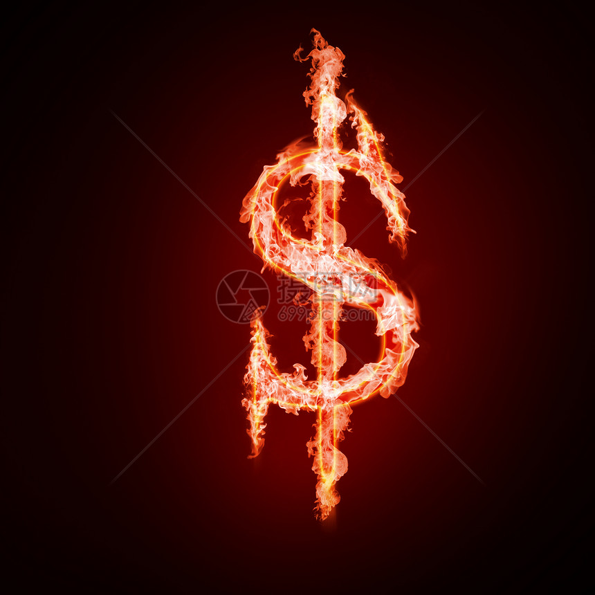 货币符号黑色背景上张开双臂开火图片